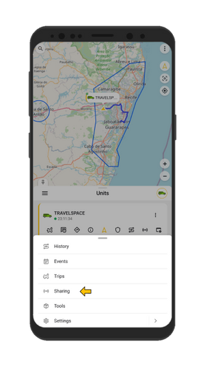 Vehicle's location in real-time on the map